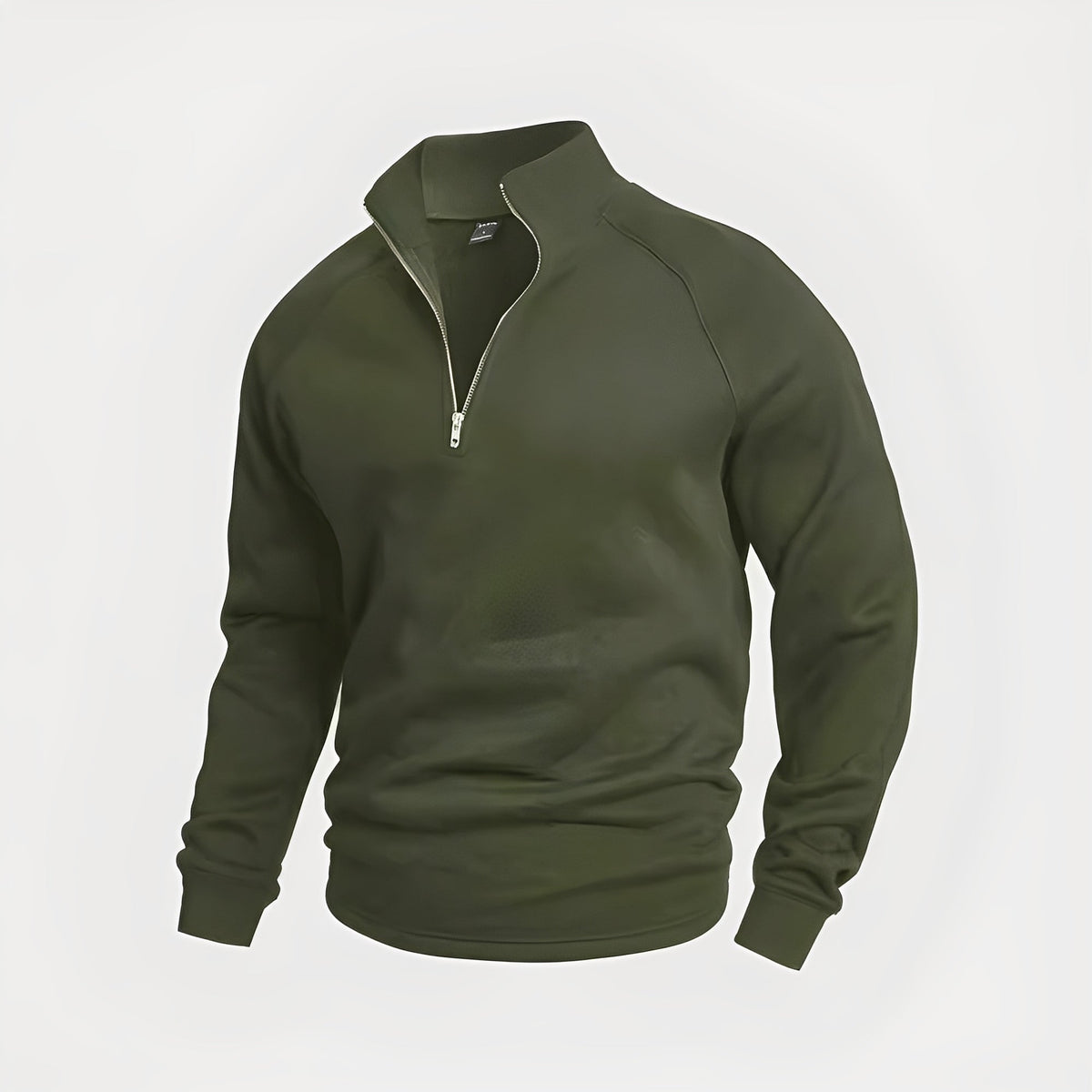 Felpa uomo con mezza zip senza cappuccio, collo alto, comoda per tempo libero e ufficio - Verde