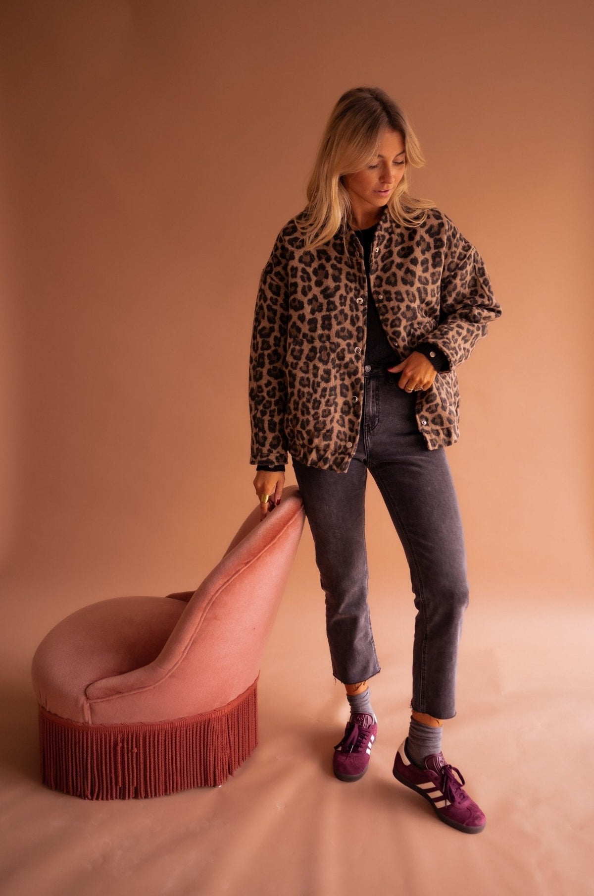 Giacca da donna animalier oversize, leggera e da mezza stagione - view 5