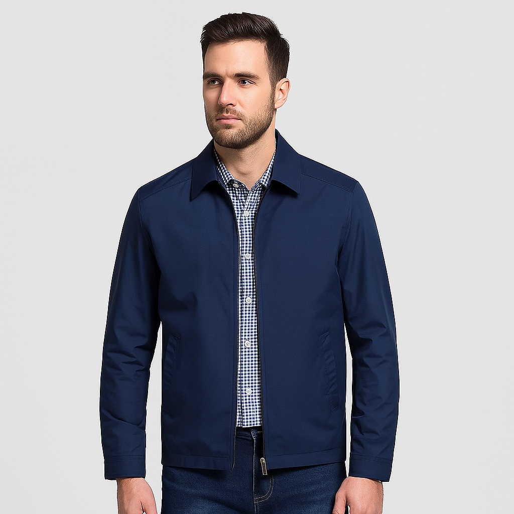 Giacca da mezza stagione da uomo, leggera e traspirante, taglio slim moderno, per primavera e autunno - Blu
