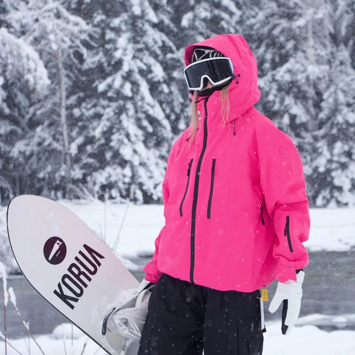 Giacca da sci e snowboard con cappuccio, sportiva e calda per l'inverno - Rosa scuro
