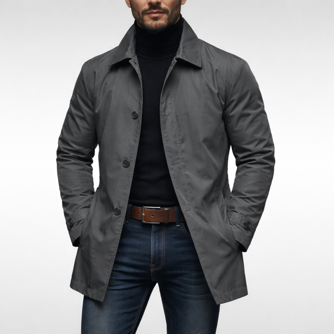 Giacca da uomo mezza stagione con colletto classico, leggera, elegante e casual - Grigio