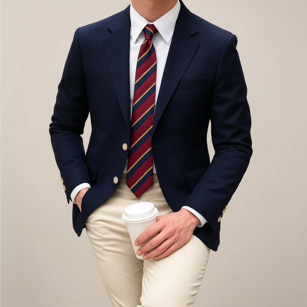 Giacca elegante da uomo con revers a punta e bottoni dorati, per ufficio e cerimonia - foto 2