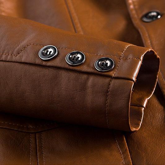 Giacca in pelle da uomo, blazer elegante con collo a revers e due bottoni - capospalla casual - foto 5
