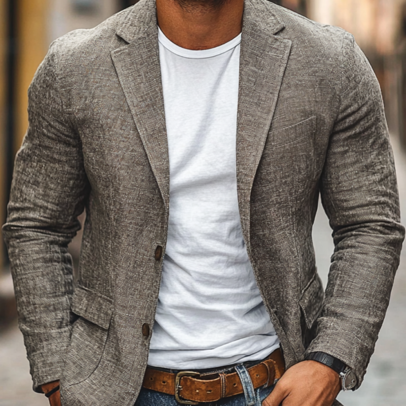 Giacca uomo slim fit in misto cotone con revers, elegante e casual per mezza stagione - view 7