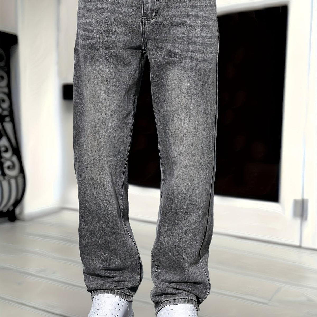 Jeans da uomo a gamba dritta in denim, vestibilità regolare e stile casual - foto 6