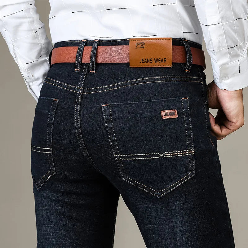 Jeans slim fit da uomo elasticizzati, comodi per ufficio e tempo libero - Nero