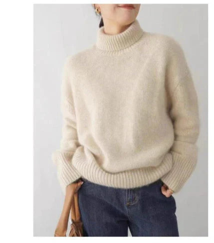 Maglione dolcevita da donna in misto cashmere, morbido e leggero a maniche lunghe - view 6
