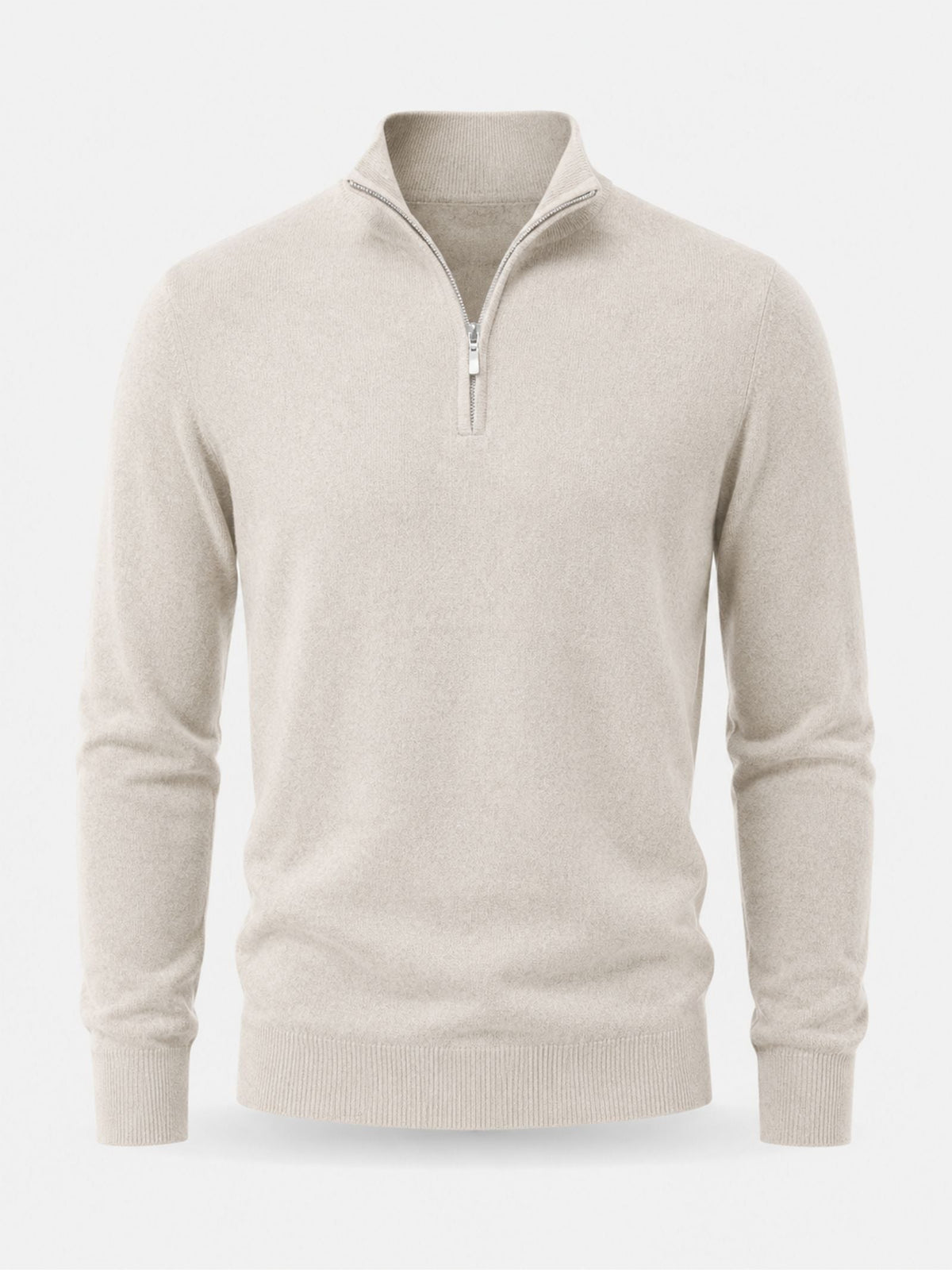 Maglione invernale di lana merino da uomo con mezza zip e collo alto, casual - foto 12