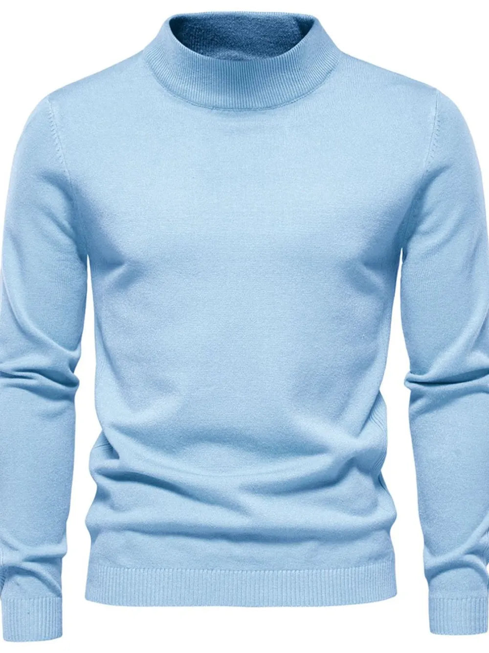 Maglione uomo a collo alto in maglia, elegante e caldo per autunno e inverno - Azzurro