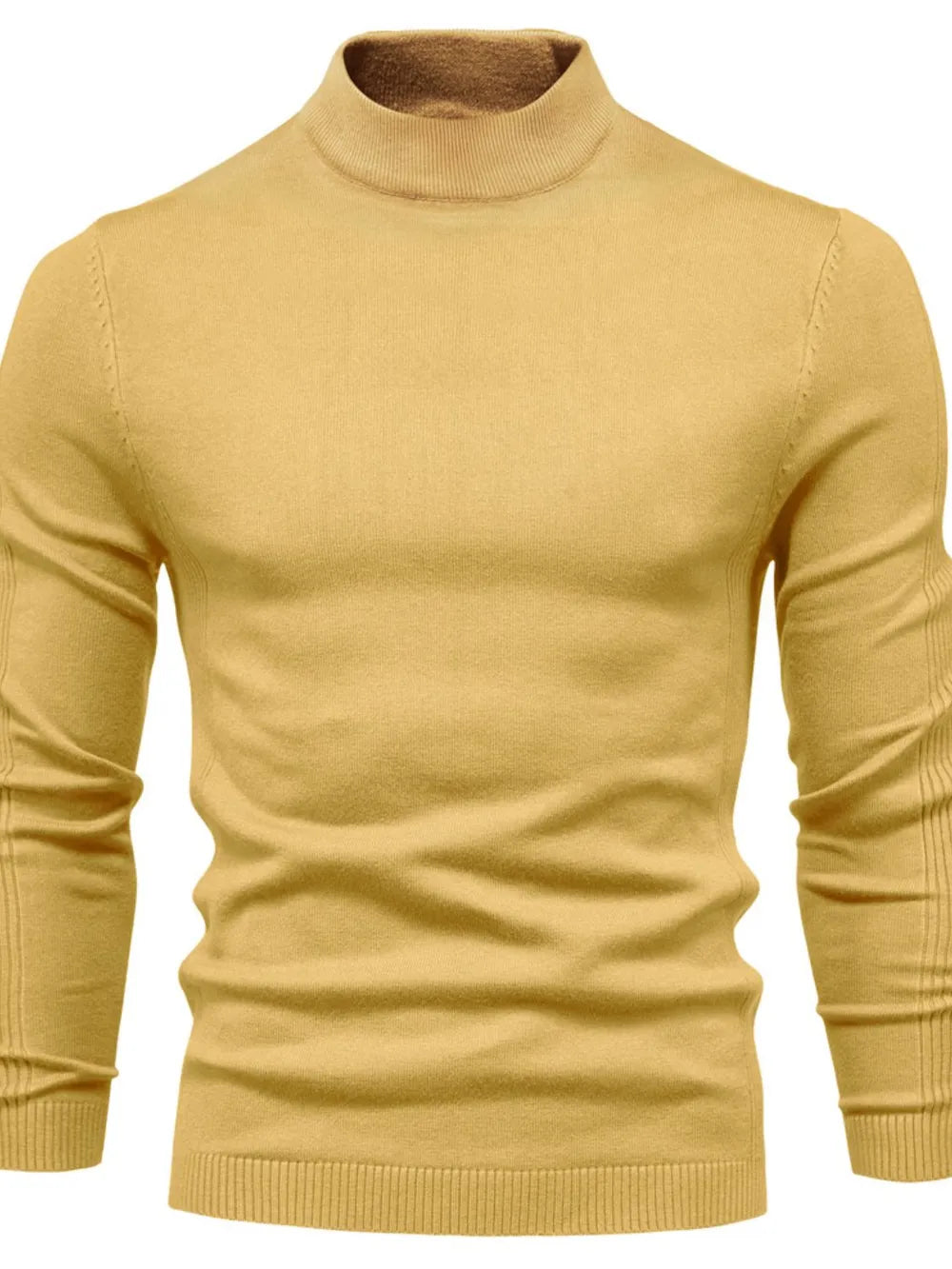 Maglione uomo a collo alto in maglia, elegante e caldo per autunno e inverno - Giallo