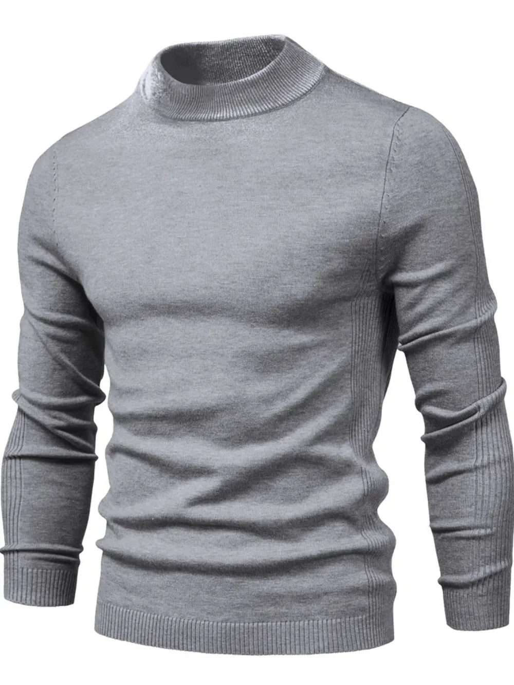 Maglione uomo a collo alto in maglia, elegante e caldo per autunno e inverno - Grigio