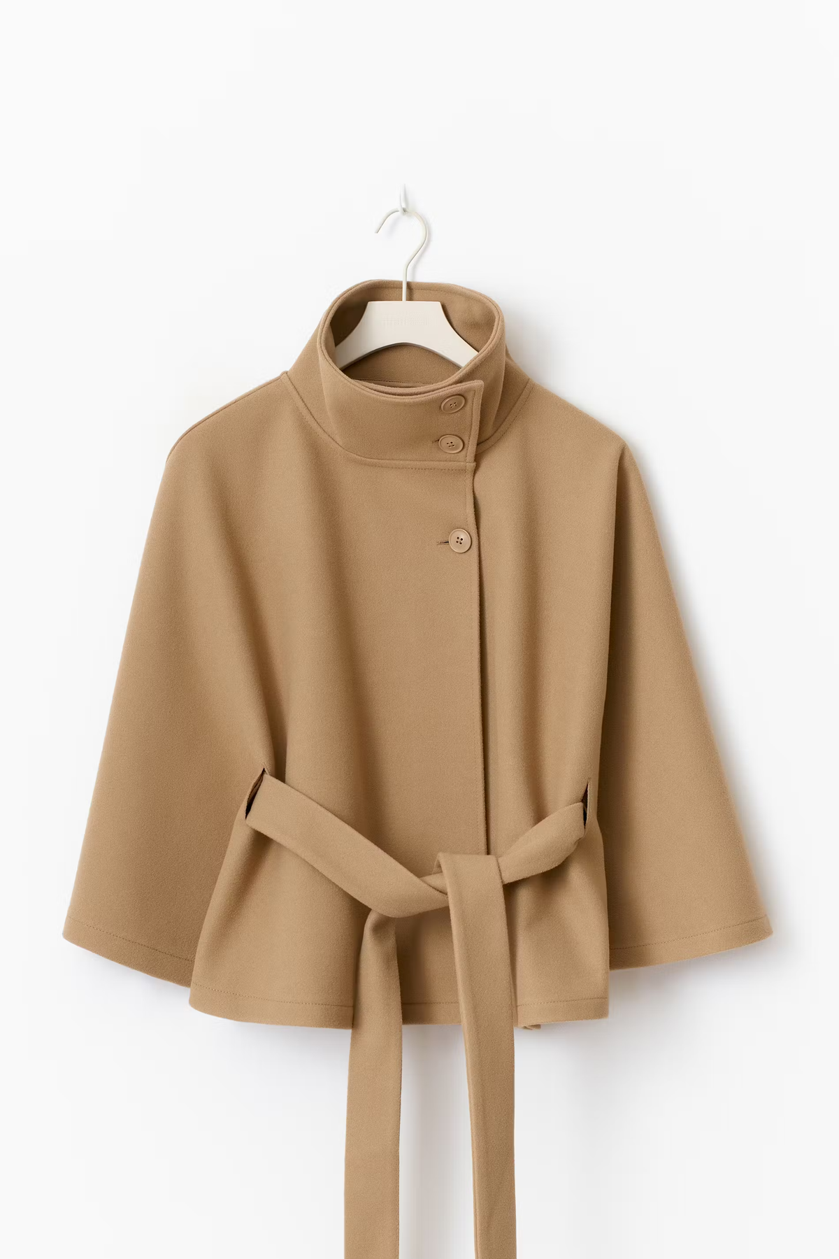 Mantella da donna con collo alto, giacca corta e sagomata, elegante per ufficio, autunno e inverno - Beige