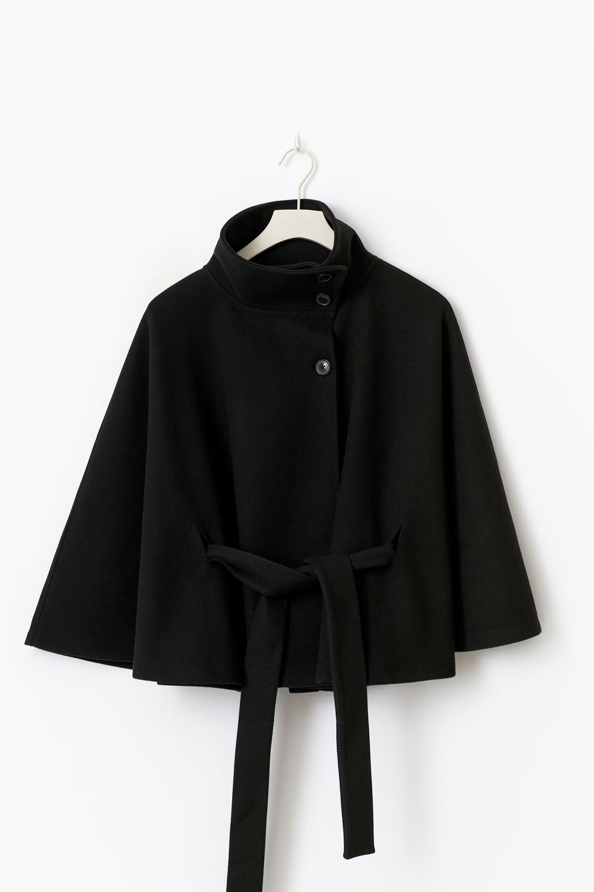 Mantella da donna con collo alto, giacca corta e sagomata, elegante per ufficio, autunno e inverno - Nero