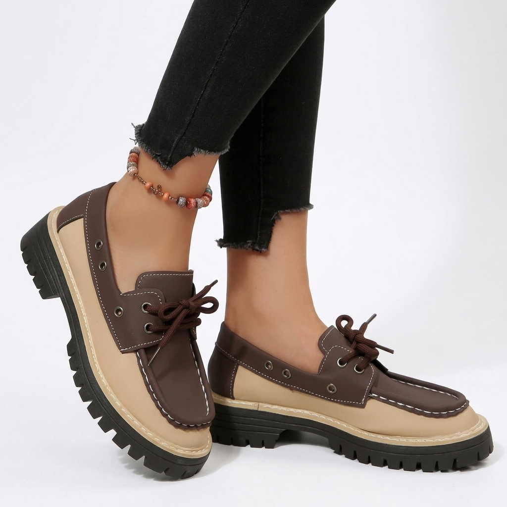 Mocassini platform da donna con lacci, suola carrarmato e stile casual - foto 5