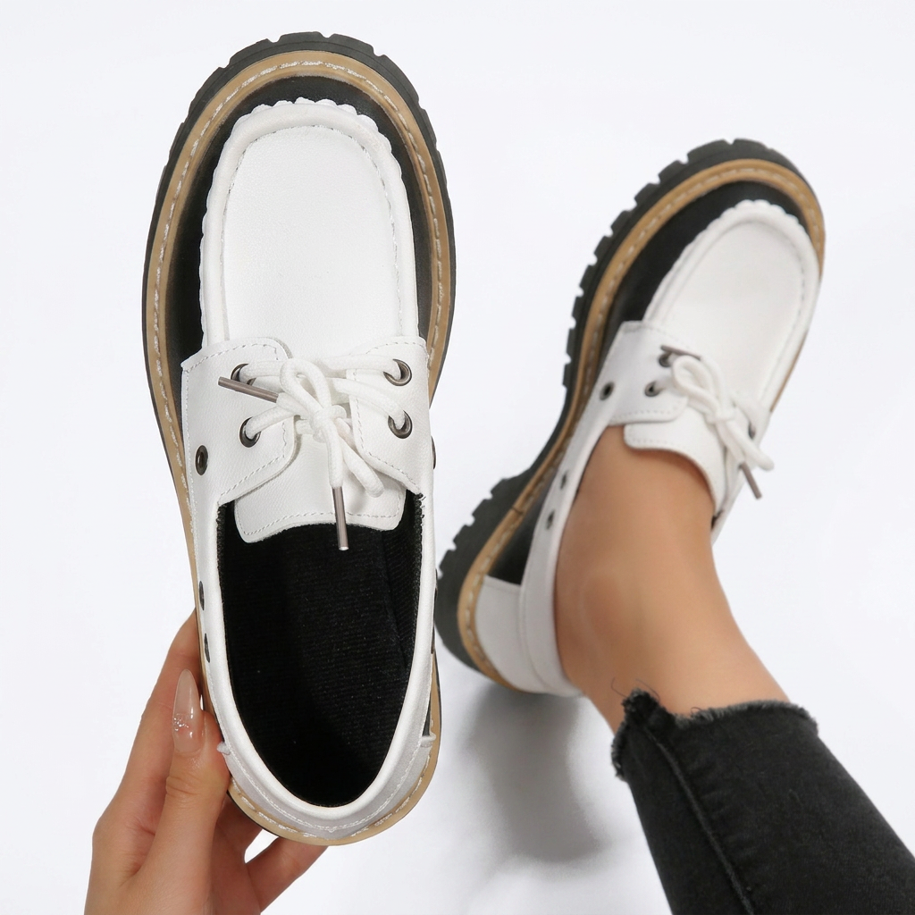 Mocassini platform da donna con lacci, suola carrarmato e stile casual - foto 6