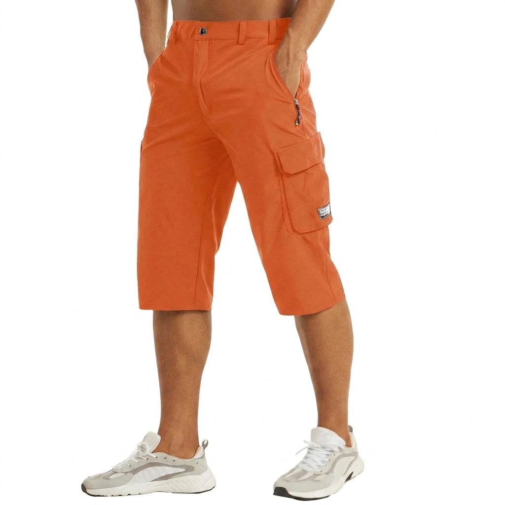 Pantaloncini cargo da uomo 3/4 con tasche laterali e passanti, bermuda per l'estate e il tempo libero - Arancione