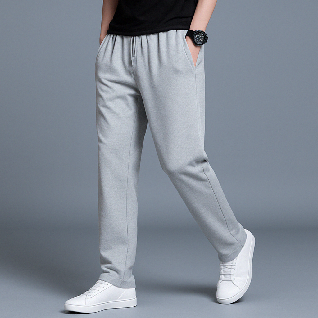 Pantaloni della tuta da uomo regular fit in misto cotone con coulisse, joggers comodi per sport e tempo libero - Grigio chiaro
