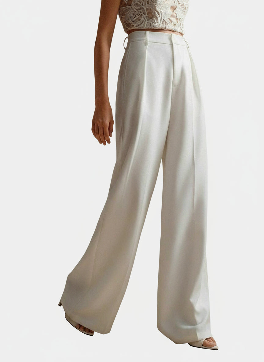 Pantaloni palazzo donna a vita alta, sartoriali ed eleganti, per ufficio e cerimonia - view 24