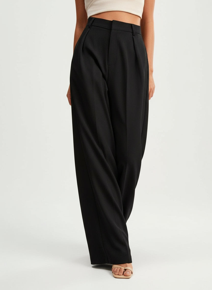 Pantaloni palazzo donna a vita alta, sartoriali ed eleganti, per ufficio e cerimonia - view 26