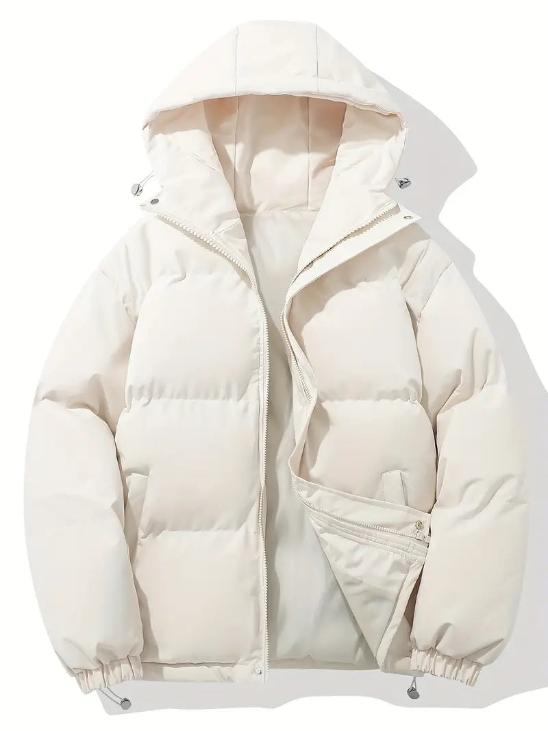 Piumino donna invernale con cappuccio, caldo e trapuntato - giubbotto imbottito per il freddo - Bianco