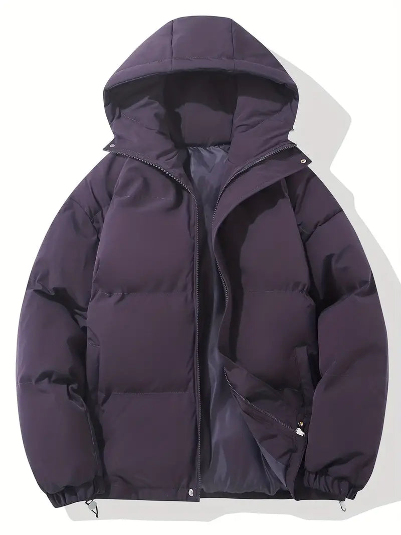 Piumino donna invernale con cappuccio, caldo e trapuntato - giubbotto imbottito per il freddo - Viola