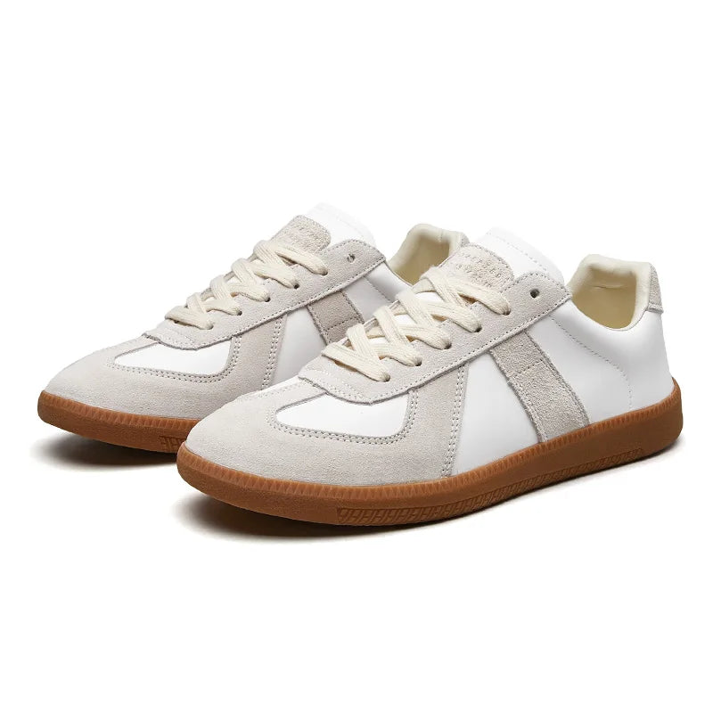 Sneakers da uomo in camoscio e pelle, scarpe basse casual per tutti i giorni - Bianco