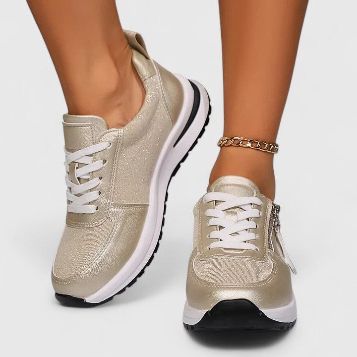 Sneakers donna eleganti e comode con zeppa interna e chiusura a zip - view 8