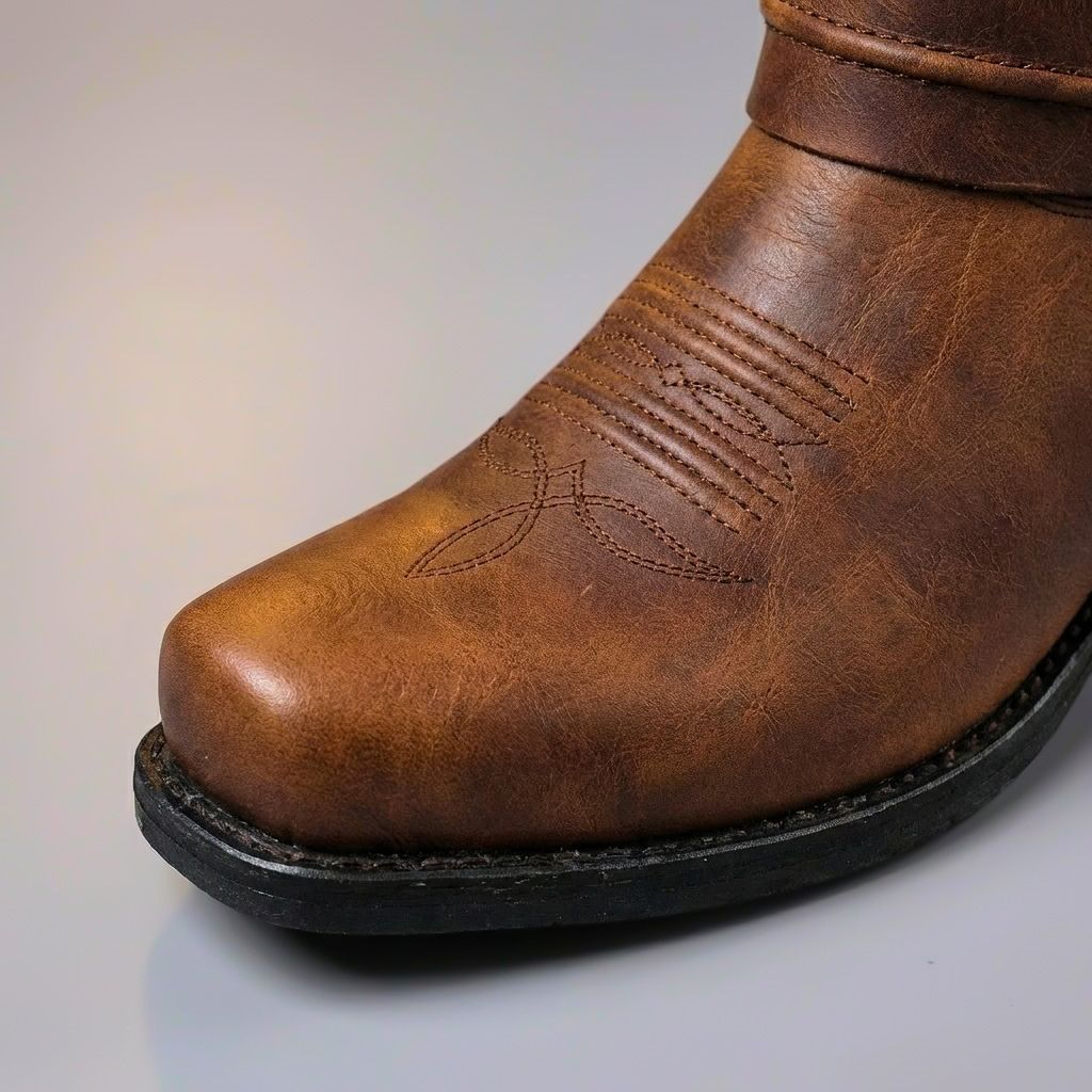 Stivali texani da uomo in pelle con fibbia e tacco basso, stile western per l'inverno - stivali cowboy uomo - view 3