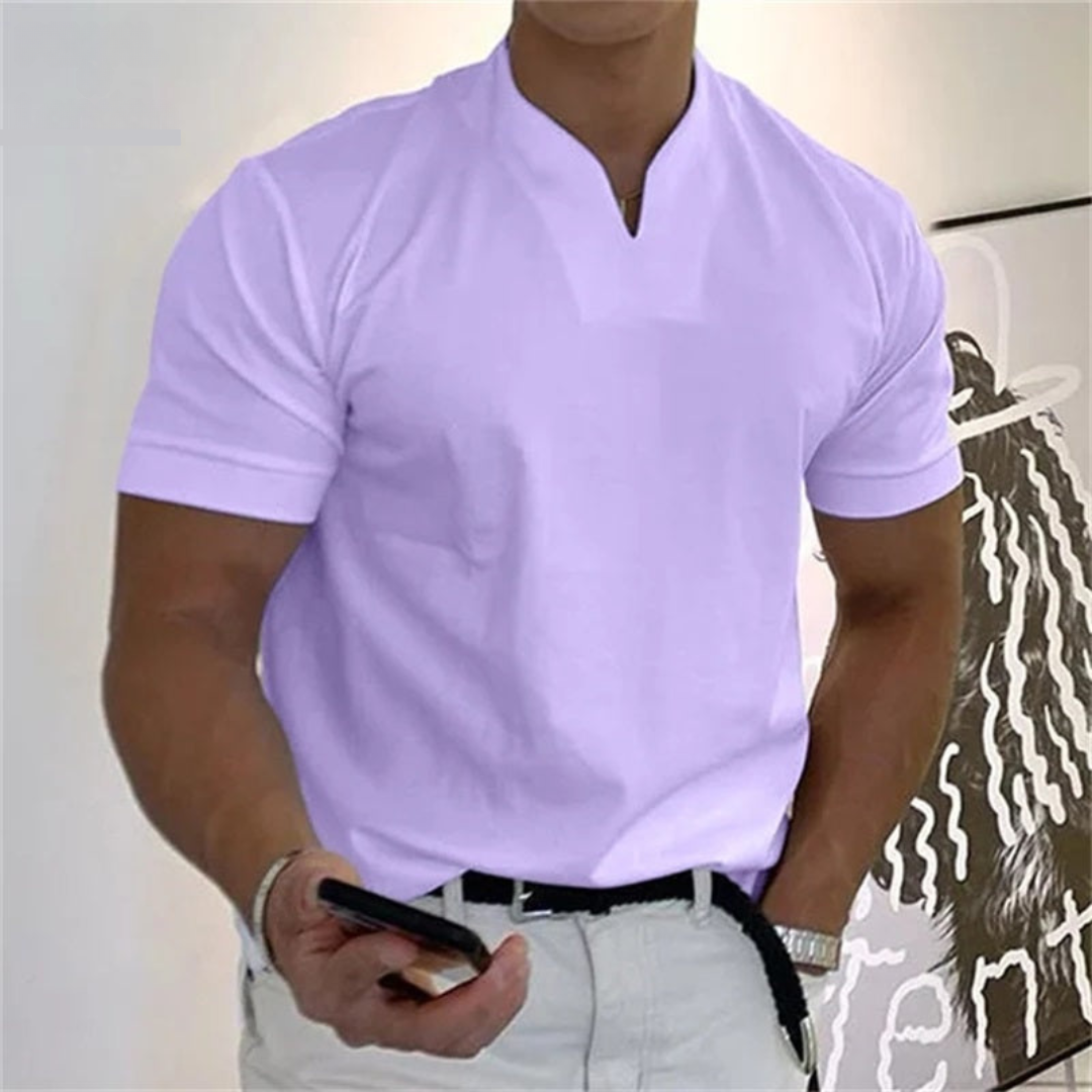 T-shirt da uomo slim fit con scollo a V e maniche corte, per tutti i giorni e per l'estate - maglietta uomo - Viola