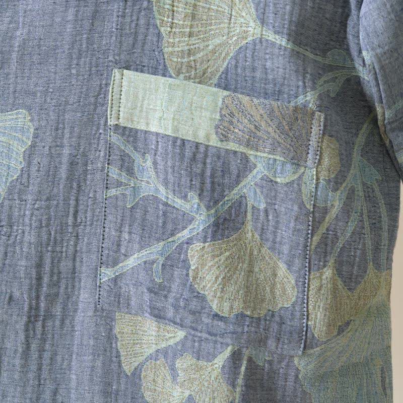 Vestaglia kimono da donna in cotone con foglie di ginkgo - foto 6