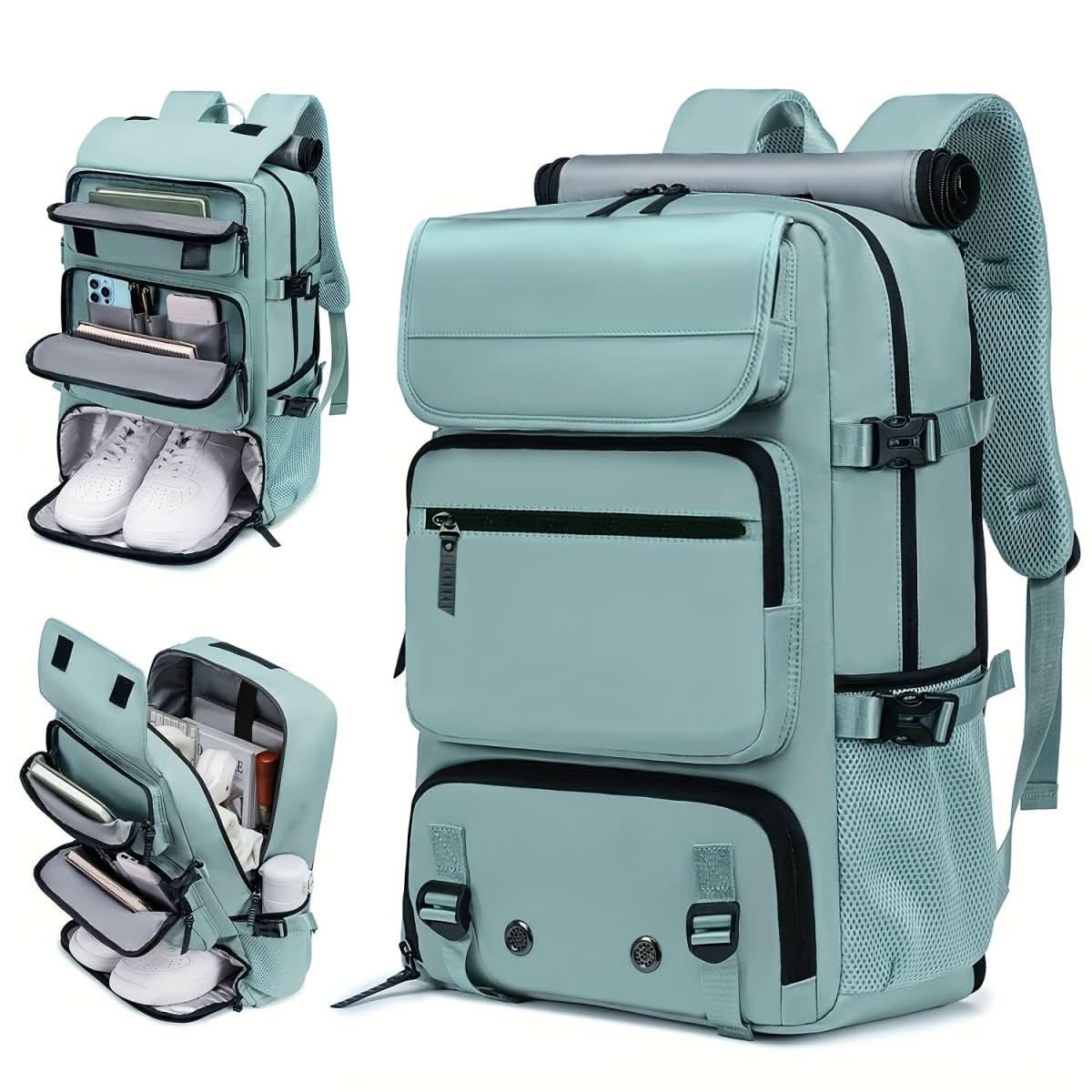 Zaino da viaggio capiente con porta pc e scomparto scarpe, per aereo e trekking - view 11
