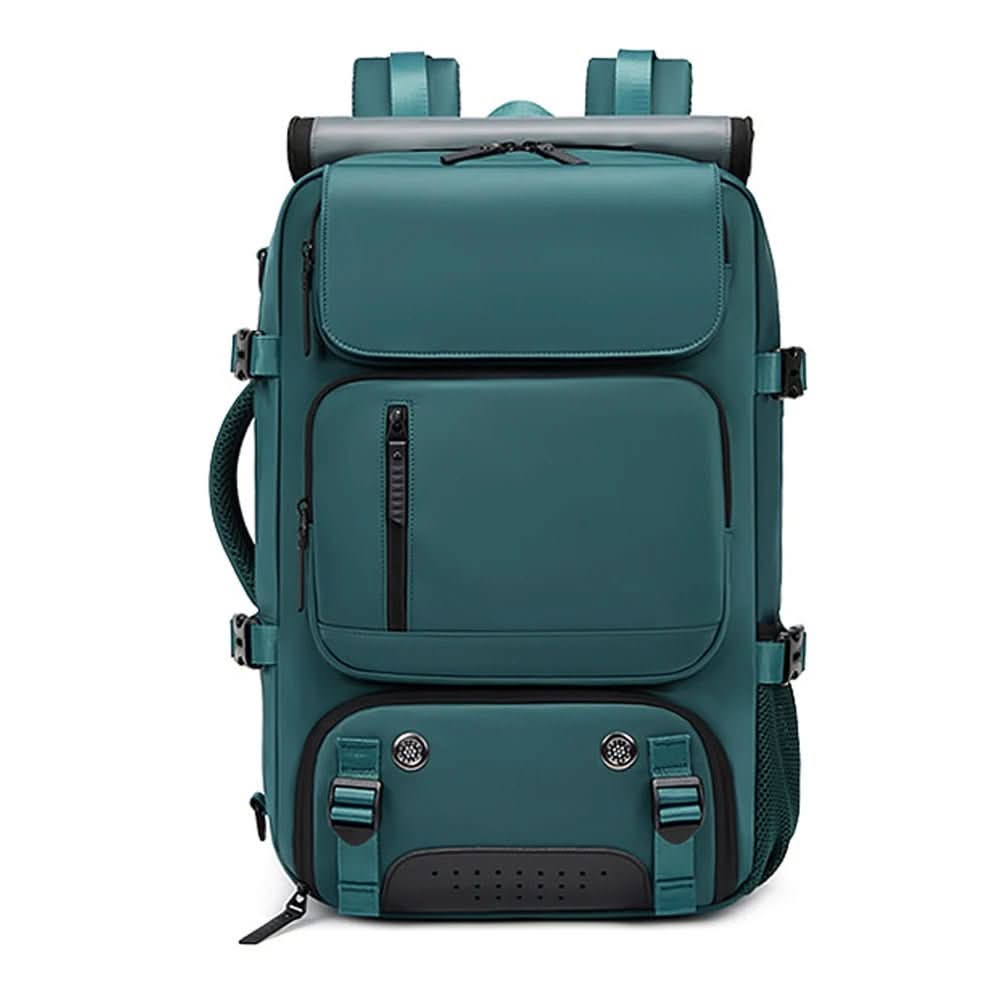 Zaino da viaggio capiente con porta pc e scomparto scarpe, per aereo e trekking - Verde scuro